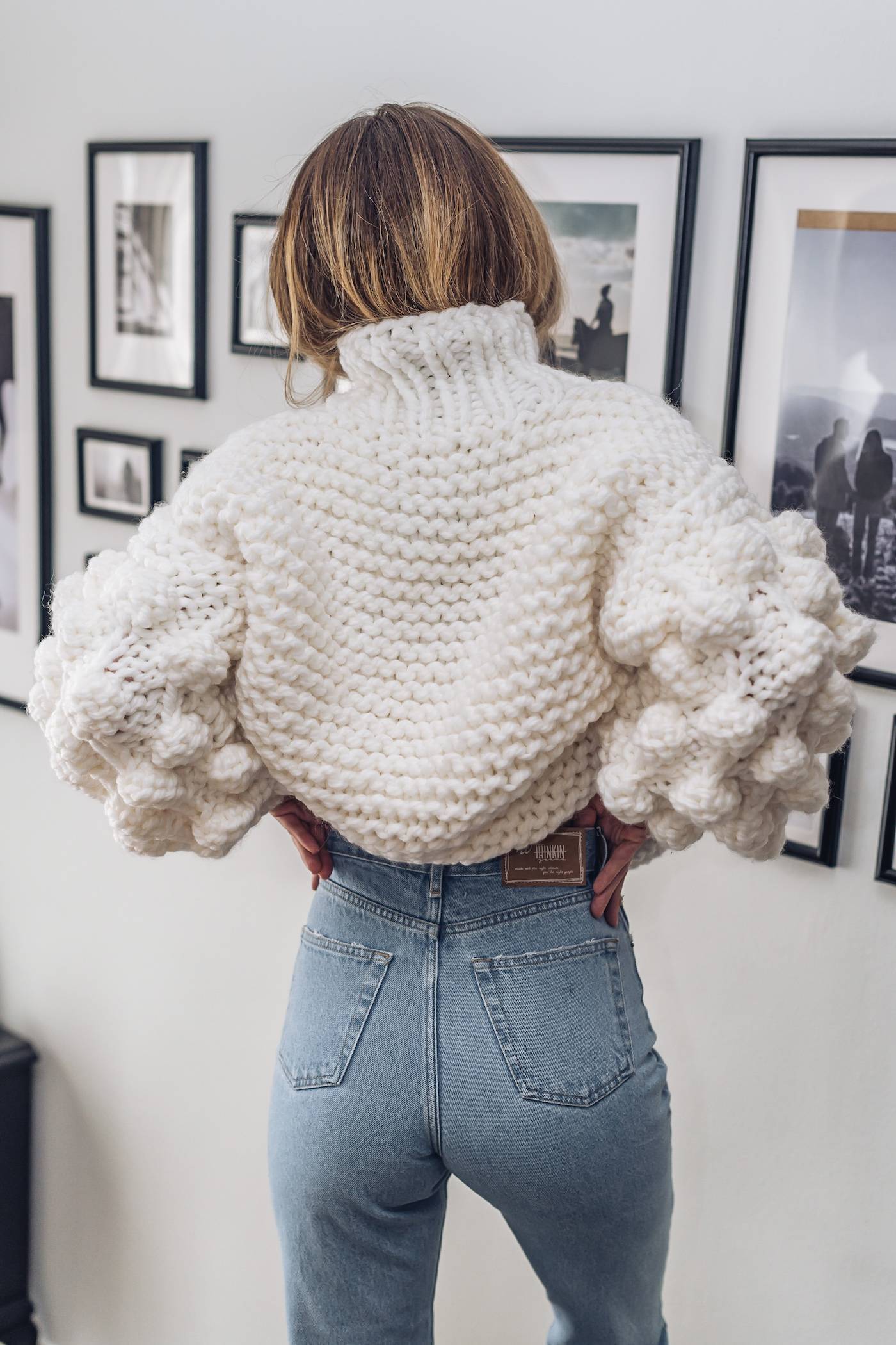 Bubble Knit Sweater - White | Urbankissed - Sustainable Marketplace