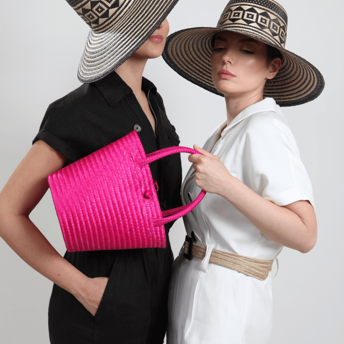 Women :: Bags :: Baskets :: Kensington Fuchsia Mini Tote Straw Bag