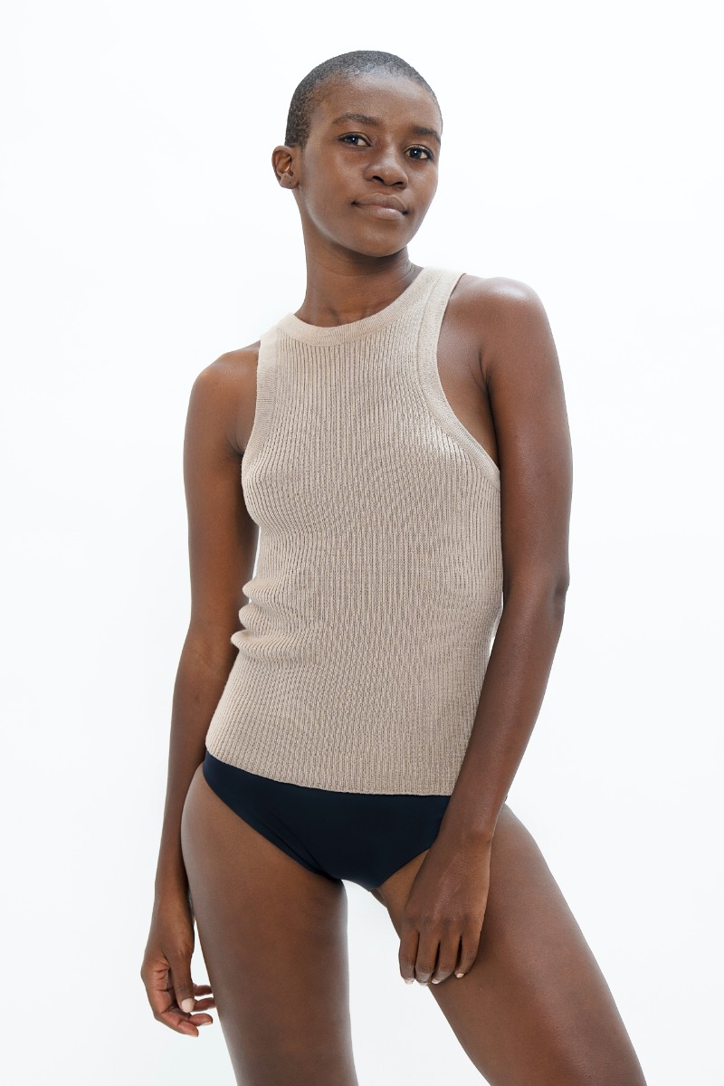 Sao Paulo GRU - Racer Knitted Top - Sand