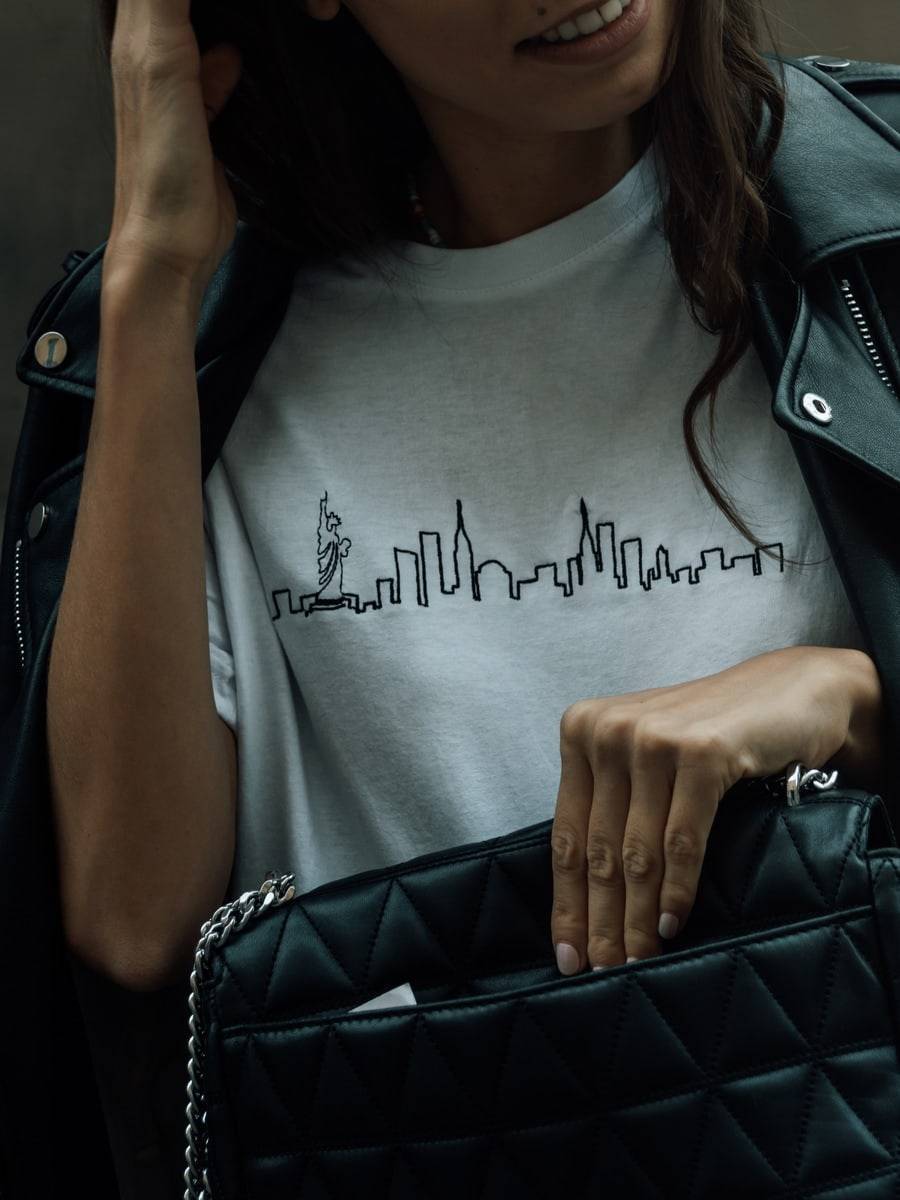 Embroidered Skyline Organic T-shirts York | New - Cotton