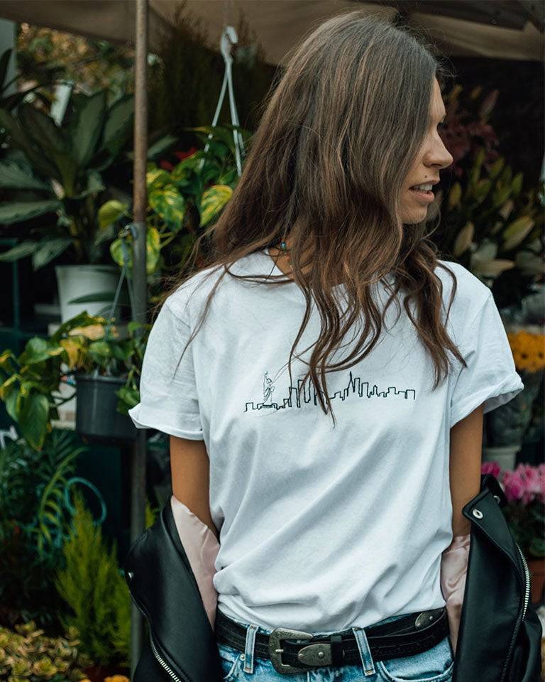 Organic York Embroidered Skyline Cotton New T-shirts | -