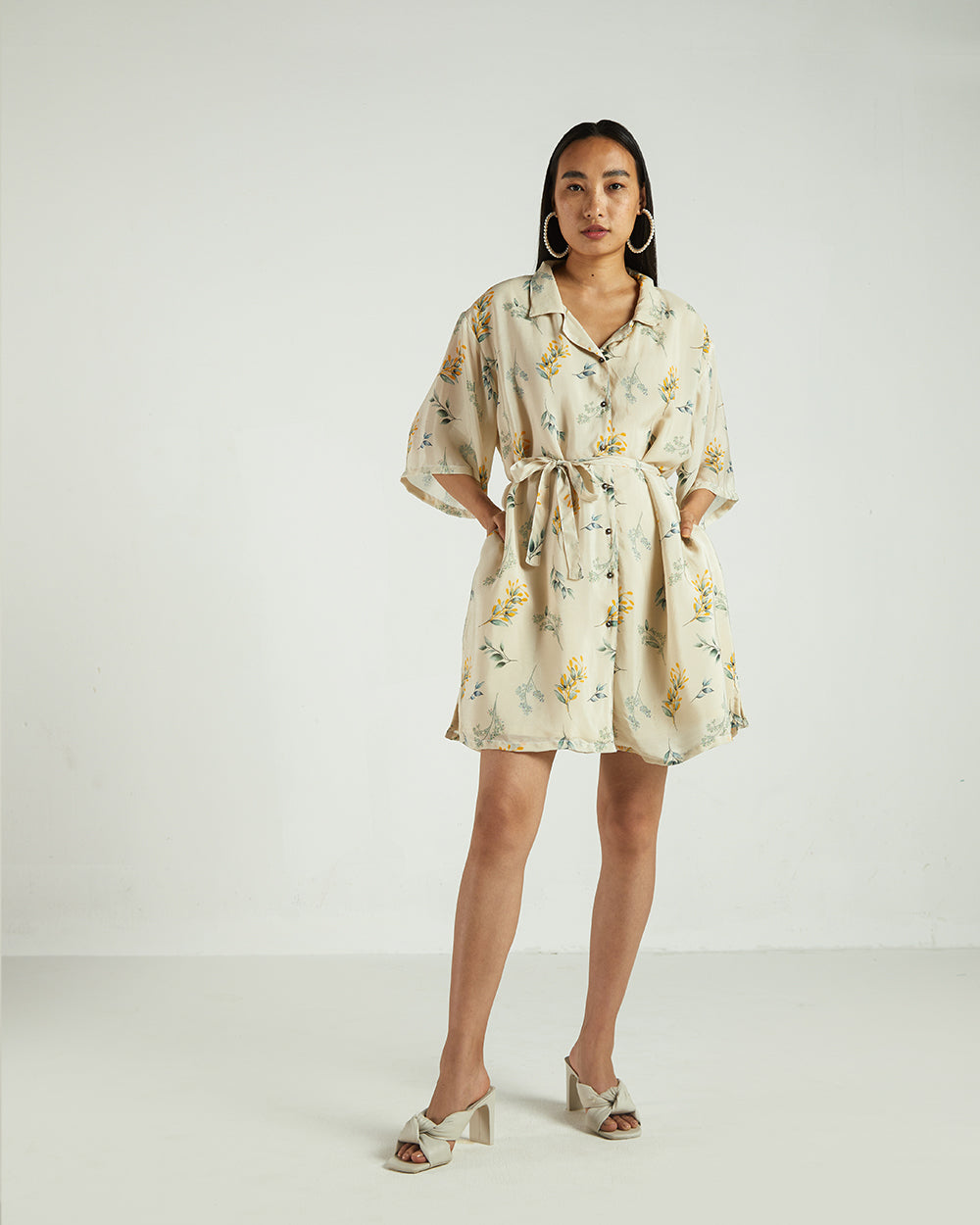 Silk Shirtdress, Ivory