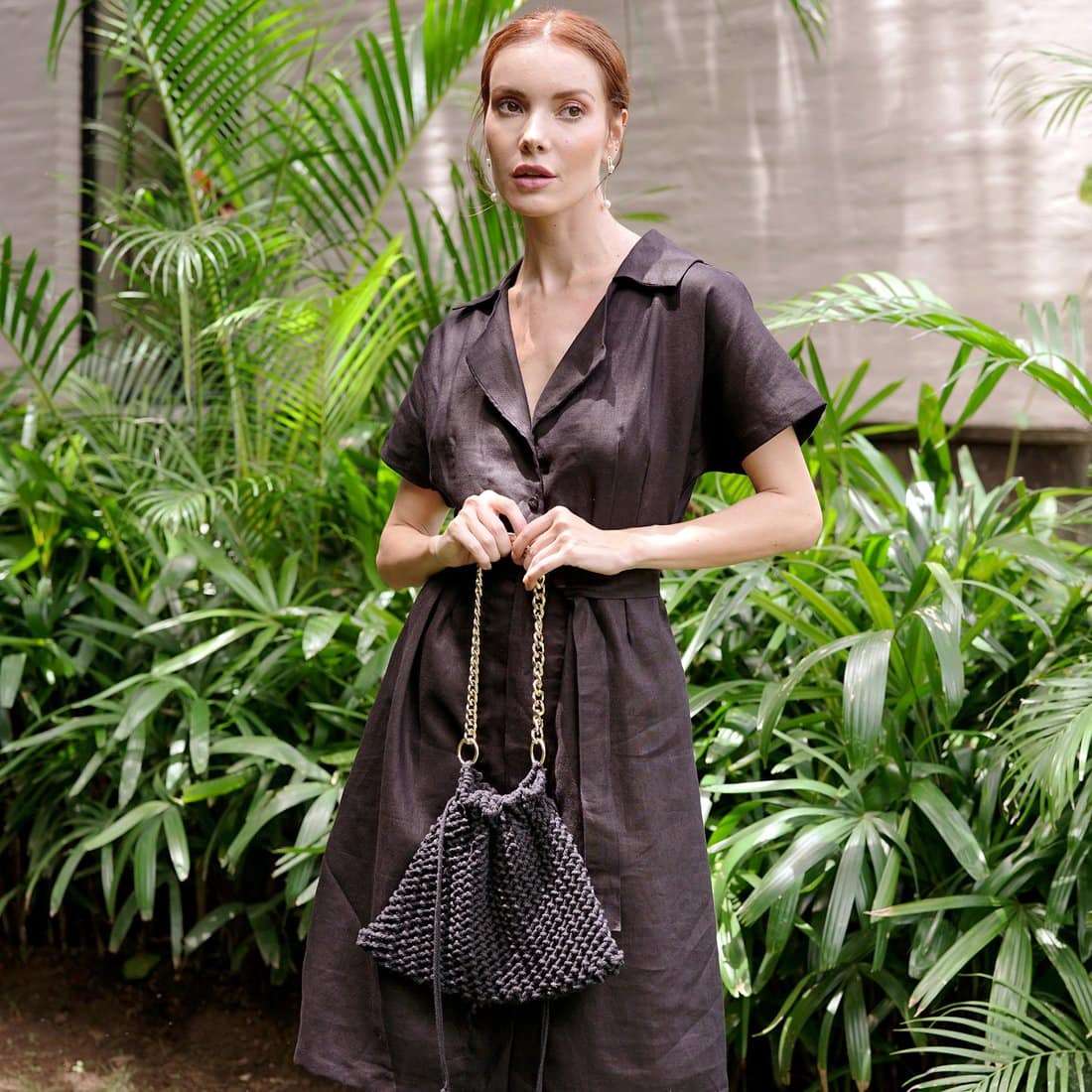 LYON Macrame Tote Bag In Black – BrunnaCo