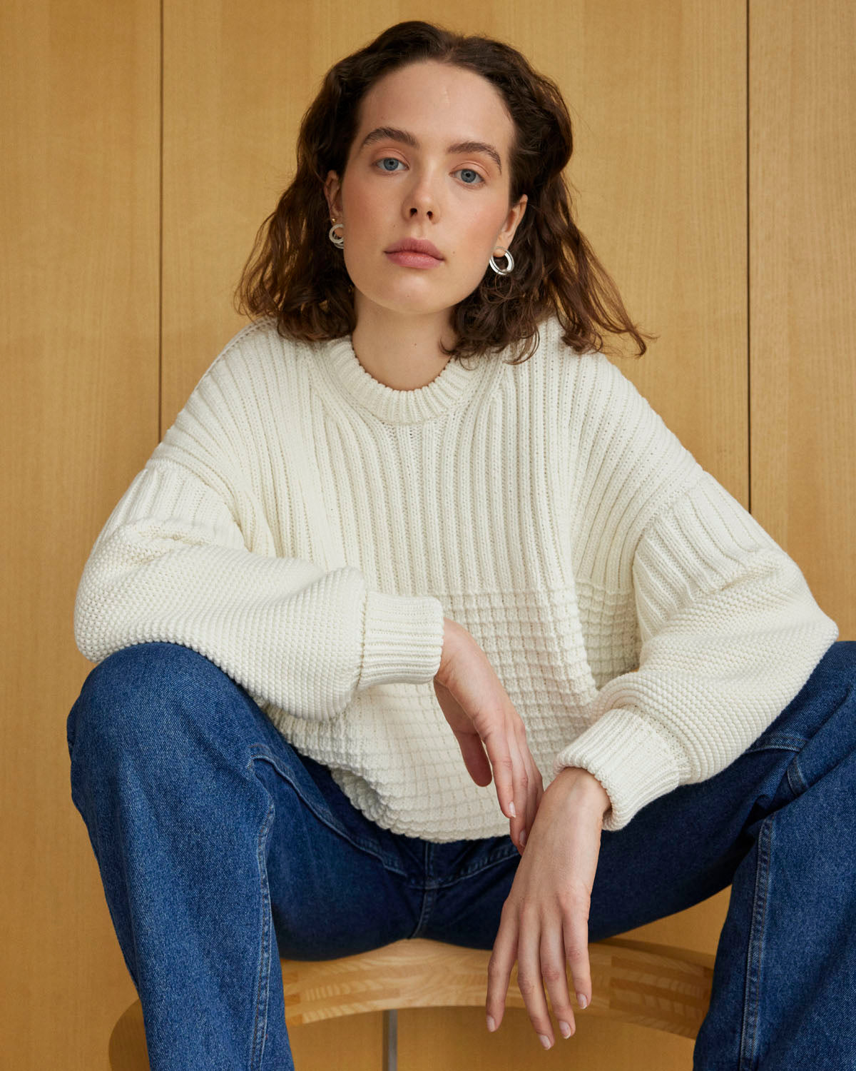 Delčia: Off-White Cotton Sweater