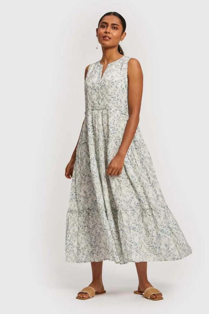 Floral paisley tiered maxi dress