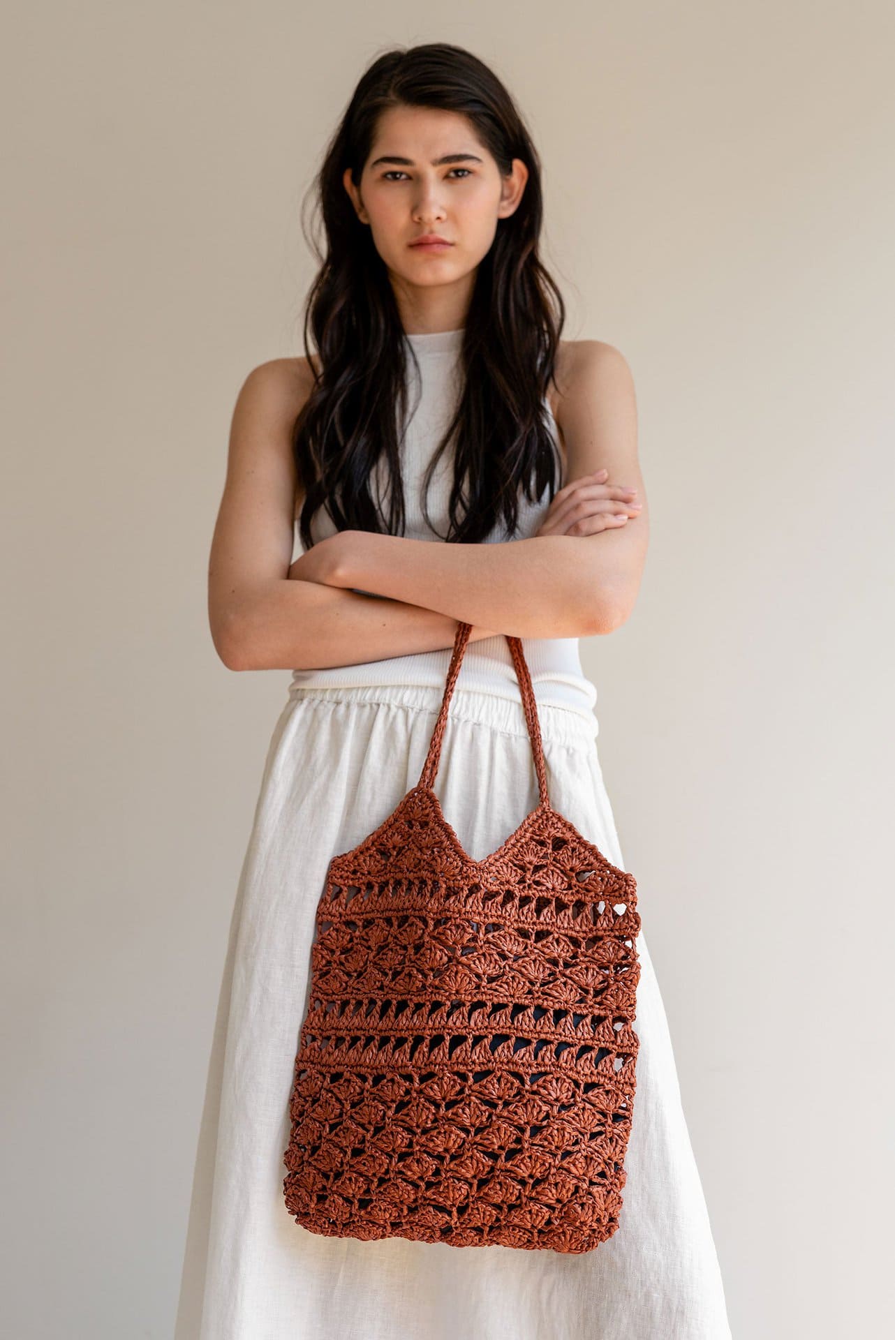 Raffia Tote Bag in Black - Net Bag