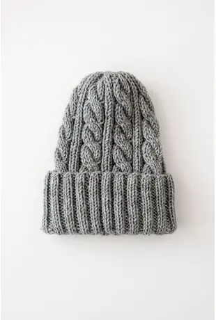 Cable Knit Beanie Caramel - Wool Brown