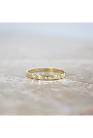 18K Extraordinary heavy Brilliant cut diamond ring - beveled band ring